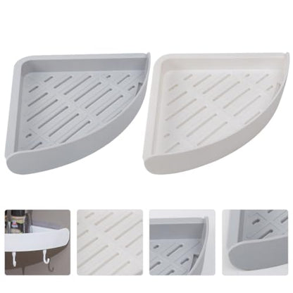 jojofuny 2Pcs Wall Corner Shelf for Bathroom Plastic Triangle Storage Racks with Drainage Design Easy Install Strong Adhesion Space-Saving Organizer for Shower Shampoo and Toiletries