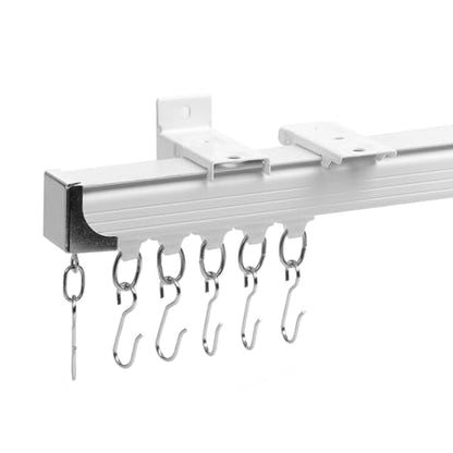 Ceiling Curtain Track, 9ft to 12ft Adjustable Curtain Track Ceiling/Wall Mount, Heavy Duty Aluminum Curtain Track Rods with Roller Hooks - Curtain Rail System for Grommet/Pleated Drape, White - color: White, size: 3ft-12ft