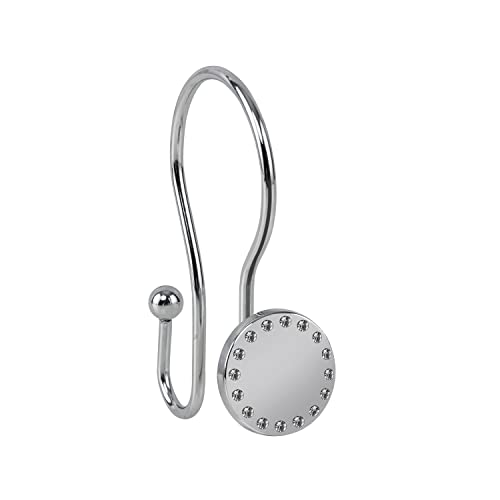 Utopia Alley Shower Hooks, Double Shower Curtain Hooks for Bathroom, Crystal Design, Set of 12 Polished Chrome - color: Chrome