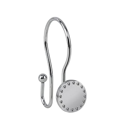 Utopia Alley Shower Hooks, Double Shower Curtain Hooks for Bathroom, Crystal Design, Set of 12 Polished Chrome - color: Chrome