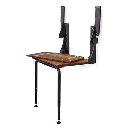 Silhouette Comfort Plus Folding Shower Seat with Armrests & Legs – Heavy-Duty Wall-Mounted Shower Bench, Teak Wood Seat with Black Frame - color: Black Frame, size: 18.73" x 15.25", style: Teak Wood