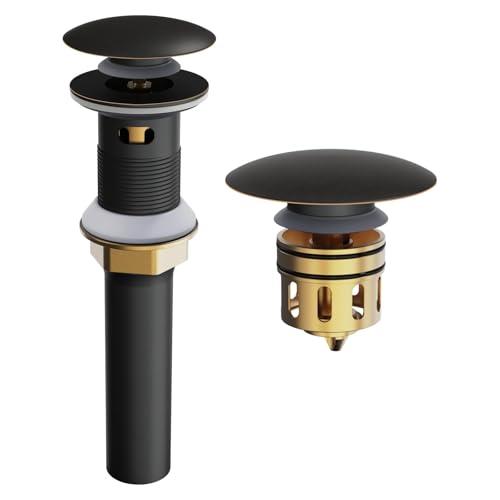 Bathroom Sink Drain with Overflow, Pop Up Drain for Bathroom Sink with Anti-Clogging Hair Catcher Basket,Oil Rubbed Bronze - color: Orb