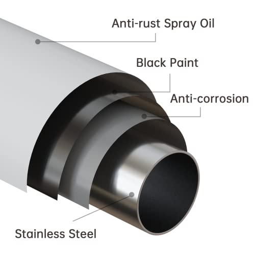 Shower Curtain Rod Tension - Never Rust No Drill Non-Slip Spring Tension Shower Rod, 43-73 inches Stainless Steel, Matte Black - color: Matte Black, size: 43-73 Inches