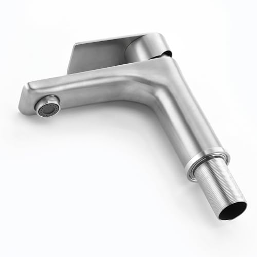 SUMERAIN Brushed Nickel Bathroom Sink Faucet Washbasin Faucet 304 Stainless Steel Single Hole Single Lever Handle | Unique Flow Pattern, Water-saving, Lead-Free, with Faucet Supply Lines, Easy DIY Install - color: Brushed Nickel