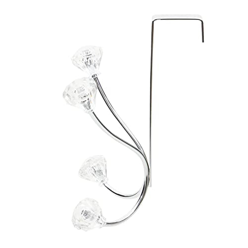 Home Basics Over the Door Double Towel Crystal Hooks, For Hanging Clothes, Coats, Robes or Towels, Organize Bathroom, Bedroom and Closet, Chrome 5" x 3" x 7.25 | Steel Door Hook Rack with Double Hanging Hooks & Crystal Accents - Ideal for Towels, Bags, Co