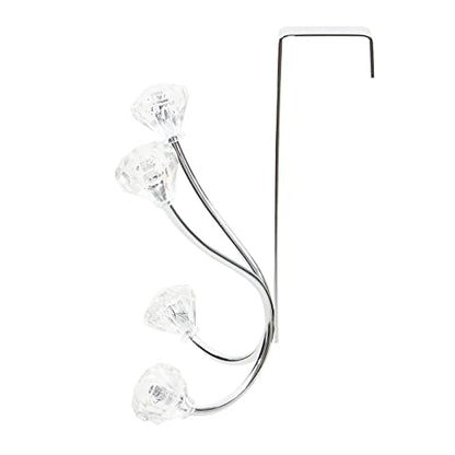 Home Basics Over the Door Double Towel Crystal Hooks, For Hanging Clothes, Coats, Robes or Towels, Organize Bathroom, Bedroom and Closet, Chrome 5" x 3" x 7.25 | Steel Door Hook Rack with Double Hanging Hooks & Crystal Accents - Ideal for Towels, Bags, Co