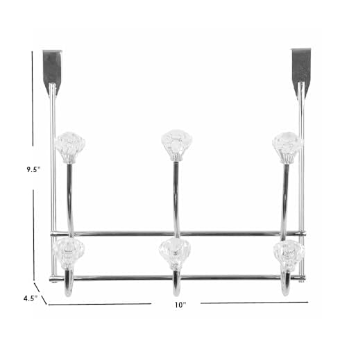 Home Basics 3 Hook Over the Door Hooks with Crystal Knobs, Organize Clothes, Coats, Robes, Towels For Bedroom, Bathroom Or Closet, Chrome - size: 3 Hooks