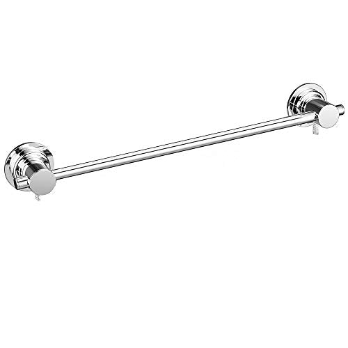 JiePai 24 inch Suction Cup Towel Bar,Shower Towel Racks for Bathroom,Chrome | Modern Vacuum Suction,No Drill,Removable,Heavy Duty Wall Mount ,For Smooth Surfaces,for Bathroom & Kitchen - color: Chrome, size: 24inch
