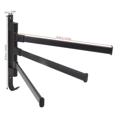 Black Aluminum Swivel Towel Bar, Wall Mounted 180 Degree Rotating Multi-Arm Towel Rack with Bottom Hook for Bathroom Kitchen(3-Arm) - size: 3-Arm