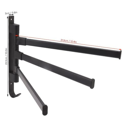 Black Aluminum Swivel Towel Bar, Wall Mounted 180 Degree Rotating Multi-Arm Towel Rack with Bottom Hook for Bathroom Kitchen(3-Arm) - size: 3-Arm