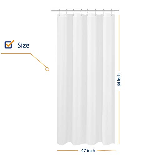 N&Y HOME RV Shower Curtain Liner Fabric 47 x 64 inches, White | Hotel Quality, Bottom Magnets, Machine Washable, Water Repellent, 47x64 Bathroom Curtain with Grommets - color: White, size: 47"W x 64"L (Pack of 1)