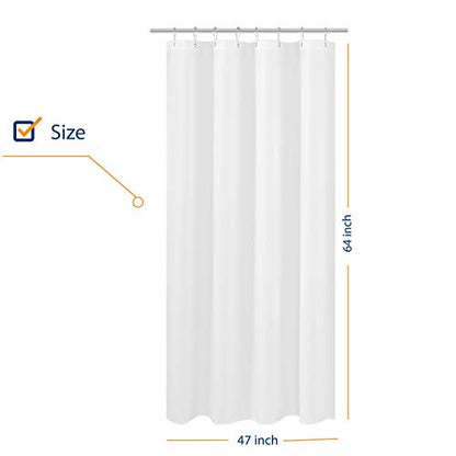 N&Y HOME RV Shower Curtain Liner Fabric 47 x 64 inches, White | Hotel Quality, Bottom Magnets, Machine Washable, Water Repellent, 47x64 Bathroom Curtain with Grommets - color: White, size: 47"W x 64"L (Pack of 1)