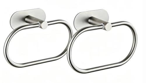 Towel Ring Self Adhesive No Drill Hand Towel Holder for Bathroom SUS 304 Stainless Steel Brushed Nickel (Silvery) - color: Silver