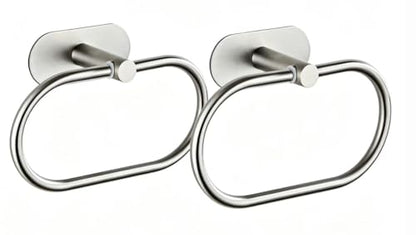 Towel Ring Self Adhesive No Drill Hand Towel Holder for Bathroom SUS 304 Stainless Steel Brushed Nickel (Silvery) - color: Silver