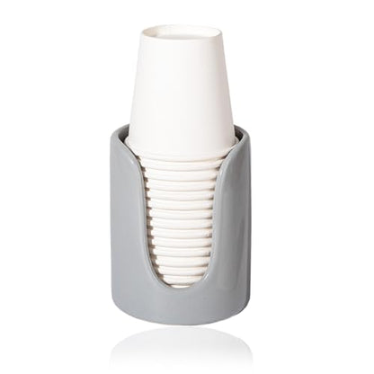 Ceramic Bathroom Cup Dispenser, Fits 3–4 Oz Cups, 1 Pack, Grey | Small Countertop Cup Holder for Mouthwash & Rinsing – Non-Slip Base, Easy-Access Design, Kitchen & Bathroom Ready - color: Grey, size: 1 Pack