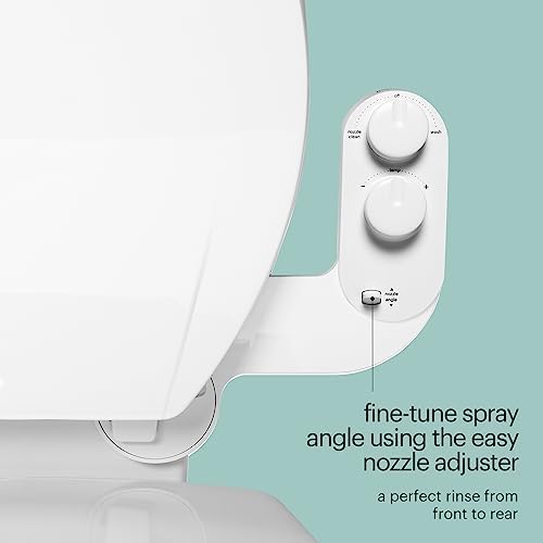 Brondell Fresh Spa Adjustable, Bidet Attachment FSA-25 for Toilet Seats with Adjustable Single Nozzle, Side Arm Control, Thin Profile, White (Dual Temperature) - style: Adjustable Nozzle Dual Temp