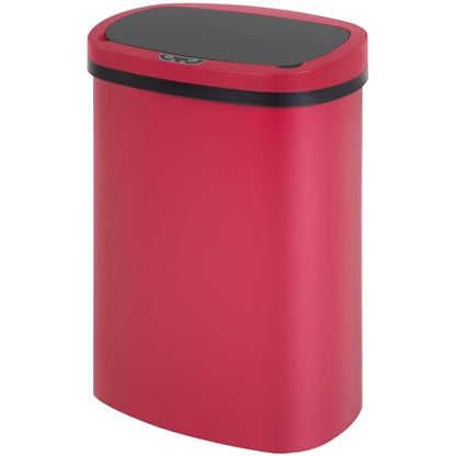 FDW Garbage Can 13 Gallon 50 Liter Kitchen Trash Can for Bathroom Bedroom Home Office Automatic Touch Free High-Capacity with Lid Waste Bin - color: Red, style: Plastics