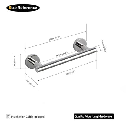 GERZ 9-Inch Bathroom Towel Bar Stainless Steel Bath Towel Rack Contemporary Style Wall Mount, Polished Finish AG1101C23-JG - color: Chrome, size: 9 Inch (Pack of 1)