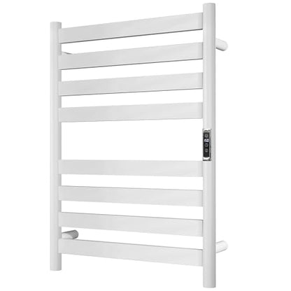 Heated Wall Mounted Electric Towel Warmer Rack,Timer & Temperature Control, 8 Bar Stainless Steel Towel Heater for Bathroom (White, 8 Bars) - color: White, size: 8 Bars