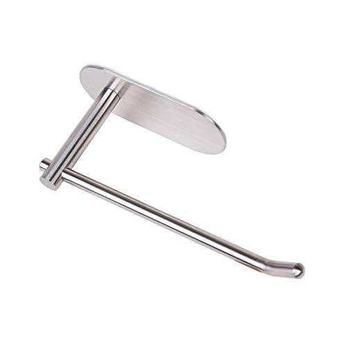 Self Adhesive Wall Mount Toilet Paper Holder Adhesive Toilet Roll Holder for Bathroom Kitchen Stick on Wall Stainless Steel Brushed - color: Silver