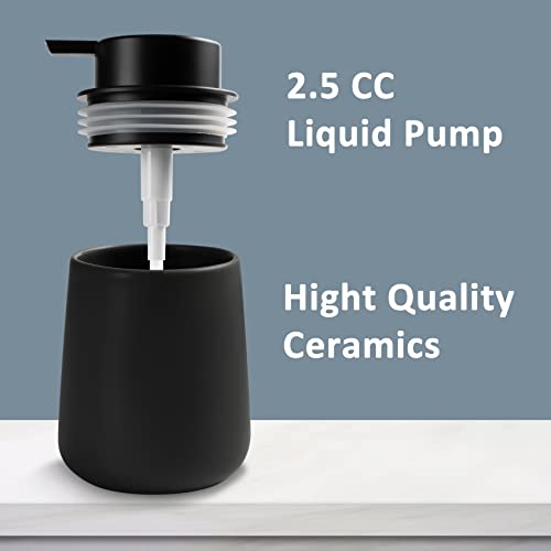 Soap Dispenser Ceramic with Easy-to-Press Pump Hand Lotion Liquid Dispenser for Shampoo Bathroom Kitchen 12 oz Black - color: Black