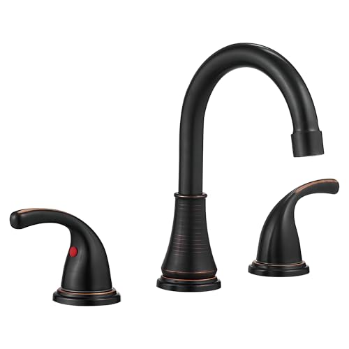 Bathroom Sink Faucet FRANSITON Centerset 8 Inch 2 Handle Bathroom Sink Faucet Lead-Free with Pop-up Drain Stopper and Supply Hoses (Oil Rubbed Bronze, 8 Inch) - color: Oil Rubbed Bronze
