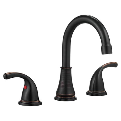 Bathroom Sink Faucet FRANSITON Centerset 8 Inch 2 Handle Bathroom Sink Faucet Lead-Free with Pop-up Drain Stopper and Supply Hoses (Oil Rubbed Bronze, 8 Inch) - color: Oil Rubbed Bronze