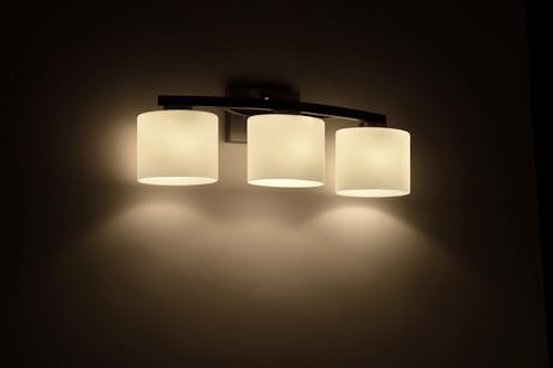 Bathroom Light Fixtures, 3-Light Modern Brushed Nickel Vanity Light Over Mirror, Wall Sconces with Oval-Shaped White Glass Shades for Living Room, Bedroom, Hallway, E26 Base - color: Brushed Nickel