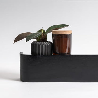 Kazai. Wall-Mounted Coat Rack 'Toke' - Modern Design Coat Rack with Hidden Wall Hooks - Solid Wood Veneer Panel Coat Hanger - Oak, Black - color: Oak, Black, size: 5 Hooks