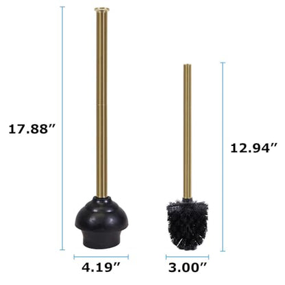 Blue Donuts Toilet Brush and Plunger Set with Holder, Sleek Minimalist Modern Gold Bathroom Accessories Toilet Plunger and Toilet Bowl Brush Combo - color: Gold