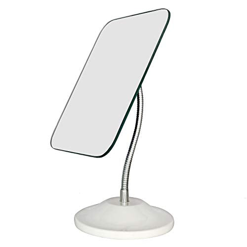 YEAKE Adjustable Flexible Gooseneck Makeup Mirror,360°Rotation Folding Portable Desk Vanity Mirror with Stand Shower Shaving Cosmetic Mirror Square - size: 6.5"L x 5.3"W, style: 6.5"L x 5.3"W(Medium)