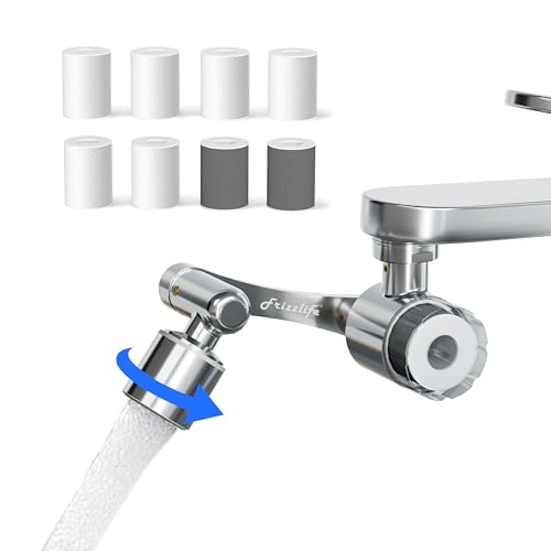Frizzlife Water Filter for Sink Faucet Extender, NSF/ANSI 372, 9pcs Filter Reduce 99% Chlorine, 1080° Rotating Brass Swivel Aerator, 2 Modes Spray Faucet Filter for Skin Kitchen Bathroom Sink, FF1080 - size: 1080°