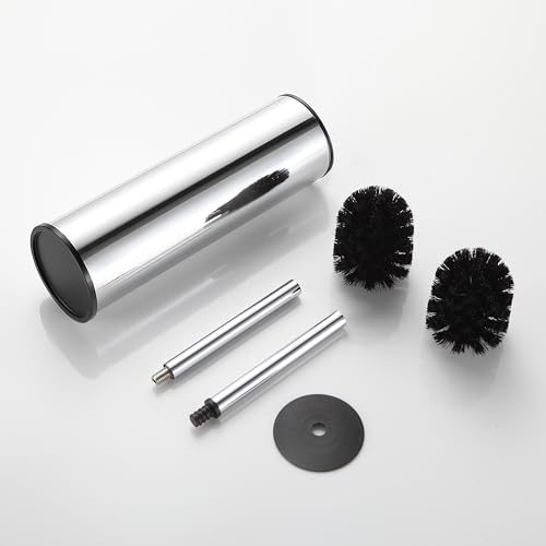 BGL Chrome Toilet Brush and Holder,Stainless Steel Toilet Brushes for Bathroom with Holder - color: Chrome