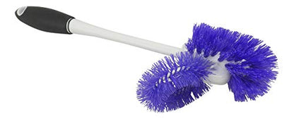 Toilet Brush and Holder Set with Under Rim Cleaner – Compact Bathroom Cleaning Brush with Stiff Bristles and Hygienic Plastic Stand – Deep Cleaning Toilet Bowl Brush System