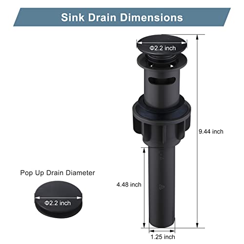 WOWOW Bathroom Pop Up Drain Stopper - Oil Rubbed Bronze Vessel Sink Drain With Overflow for Bathroom and RV - color: Oil Rubbed Bronze, style: Style A: pop up drain
