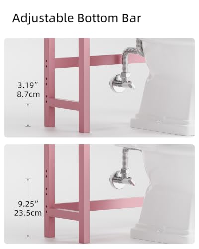 SMIBUY Bathroom Storage Shelf, Bamboo Over-The-Toilet Organizer Rack, Freestanding Toilet Space Saver with 3-Tier Adjustable Shelves (Pink) - color: Pink