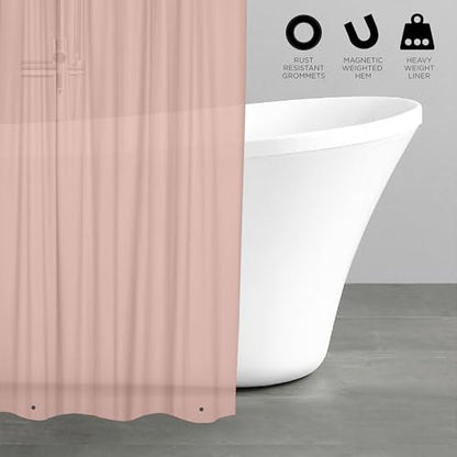Bath Bliss PVC Heavy Weight Shower Curtain Liner | 4G | 70"x72" | Rust Resistant Copper Grommets | Magnetic Hem | Pink - color: Pink, size: 70"W x 72"L (Pack of 1)