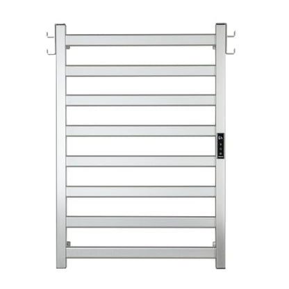 EA15 Series Heated Towel Rack, 8 Bar, Silver | Dual Hooks, Built-in Thermo Control and Timer, Memory Function, Smart Plug Compatible - color: Silver, size: 8 Bar