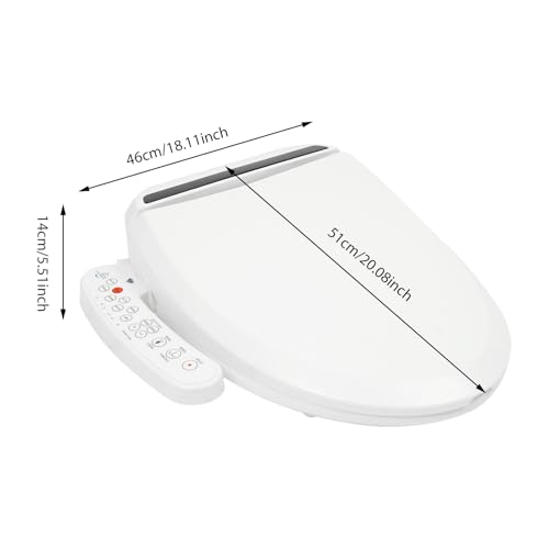 Electric Bidet Toilet Seat, Smart Heated Toilet Seat with Remote Control, Round Bidet Seat with Warm Water, Dryer, Turbo Wash, Feminine Washing, Night Light, Bidet Attachment for Toilet