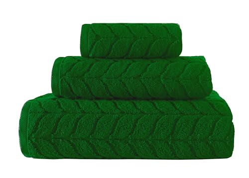 BAGNO MILANO Certified Organic Turkish Cotton Bath Towels, Luxury Jacquard Absorbent, Ultra Soft-Plush Organic Towel Set (Royal Green, Towel Set of 6) - color: Royal Green