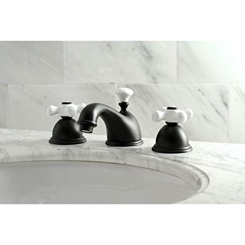 Kingston Brass KS3960PX Restoration Widespread Bathroom Faucet, Matte Black, 6.5 x 3.5 x 3.06 - color: Matte Black