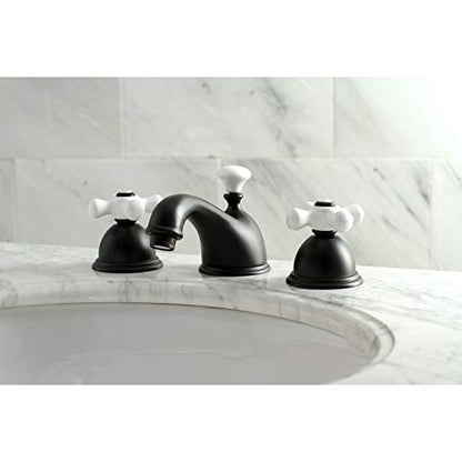 Kingston Brass KS3960PX Restoration Widespread Bathroom Faucet, Matte Black, 6.5 x 3.5 x 3.06 - color: Matte Black