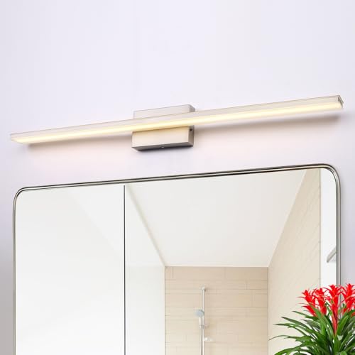 39.4 inch Brushed Nickel Bathroom Vanity Light Bar 5CCT Dimmable Bathroom Light Fixtures Over Mirror Modern LED Vanity Lighting Bath Light - color: Brushed Nickel-5 Color Temperature, size: 40 Inch