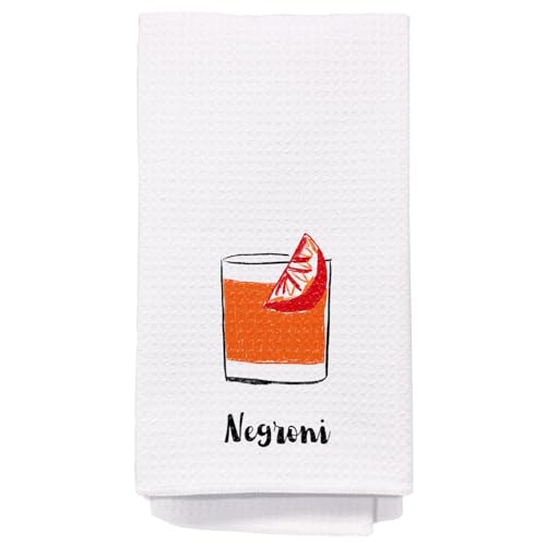 Orange Red Negroni Kitchen Towels, Negroni Cocktail Lovers Gifts Dish Tea Bar Towels for Kitchen Bar Cart Pub, Cocktail Gifts for Women Men Decorative Hand Towels, 16x24 Inch - color: Orange Red Negroni