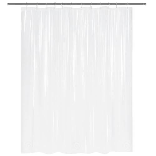 AmazerBath Frosted Shower Curtain Plastic 72x72 Inches, Heavy Duty Shower Curtain Waterproof, Thick PEVA Shower Curtains for Bathroom with 3 Big Clear Weighted Stones and 12 Rustproof Grommets - color: Frosted, size: 72"W x 72"L (Pack of 1)