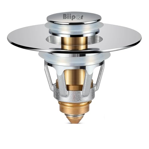 Universal Bathroom Sink Stopper, Sink Drain Strainer, Pop up Drain Hair Catcher, for 1.04-1.97 Inch Drain Hole, Anti Clogging Stainless Steel Drain Plug Water Stopper