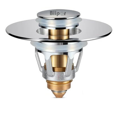 Universal Bathroom Sink Stopper, Sink Drain Strainer, Pop up Drain Hair Catcher, for 1.04-1.97 Inch Drain Hole, Anti Clogging Stainless Steel Drain Plug Water Stopper