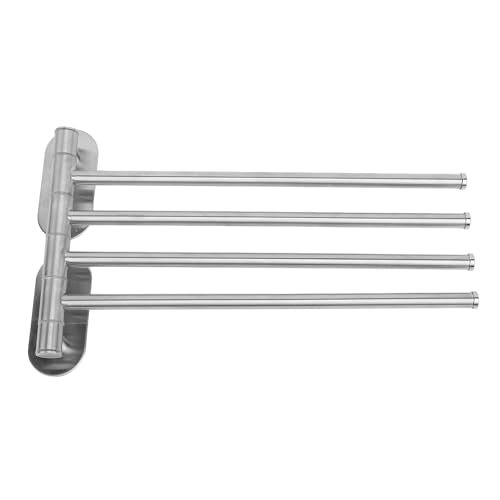 Stainless Steel Towel Rack, 4 Arm, Wall Mounted, Space Saving, Swing Out, Swivel, Bathroom Towel Holder, 304 Stainless Steel, for Bathroom Organization (4 Arm) - size: 4 Arm
