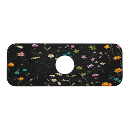 Flower Branch Pattern Design Cute Kitchen sink faucet pad, strong water absorption, anti slip, easy to clean, very suitable for splash and drip prevention, suitable for kitchens and bathrooms - color: Flower Branch Pattern Design Cute