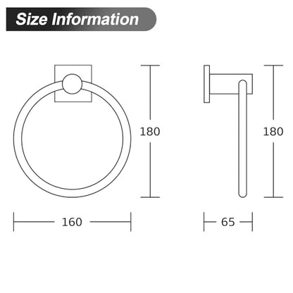 BGL Towel Ring Black Matte Modern Hand Towel Ring 2 Packs for Bathroom Wall Mounted Bathroom Towel Holder Bathroom Towel Rack - color: Matte Black, size: SQUARE